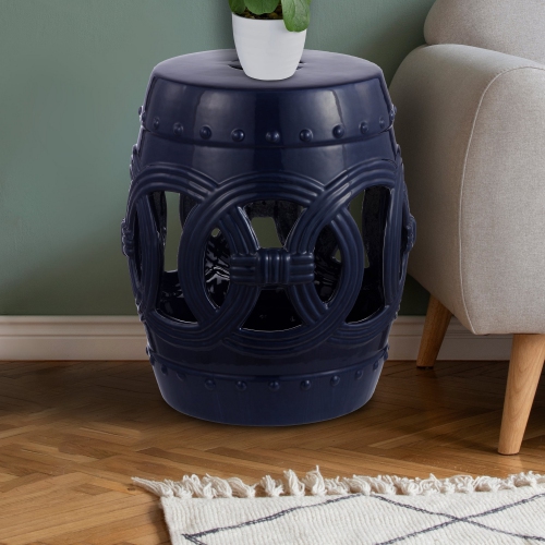 Lucky Coins Chinese Ceramic Drum Garden Stool
