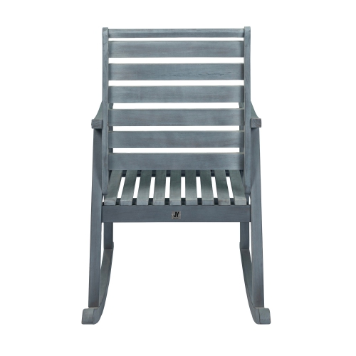 Chaise berçante de patio en bois d'acacia à dossier à lattes moderne Carey