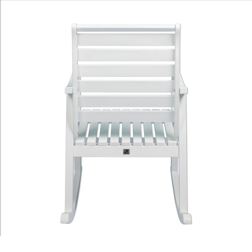 Chaise berçante de patio en bois d'acacia à dossier à lattes moderne Carey