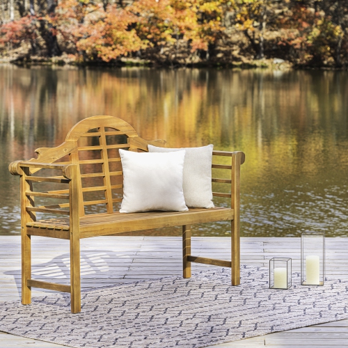 Lutyens Arched Acacia Wood Outdoor Garden Patio Bench