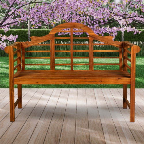 Lutyens Arched Acacia Wood Outdoor Garden Patio Bench