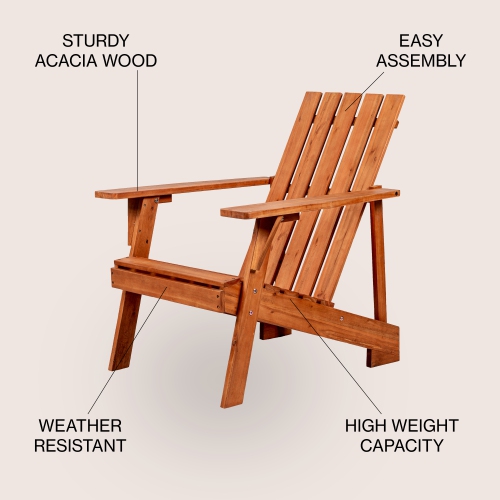 Irving Outdoor Patio Modern Acacia Wood Adirondack Chair