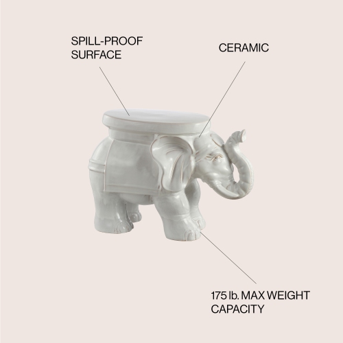 White Elephant Ceramic Garden Stool