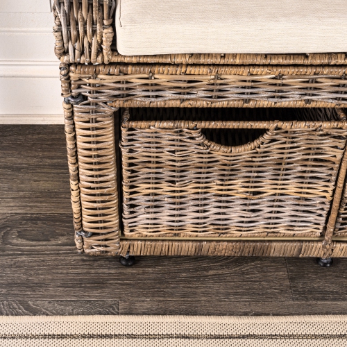 Palermo 2-Drawer Wicker Storage Bench