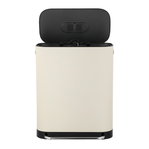 Beni Kitchen Trash/Recycling Double-Bucket Step-Open Trash Can with Liners