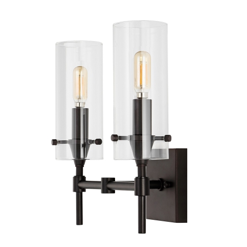 Cato Bohemian Farmhouse Iron/Glass LED Vanity