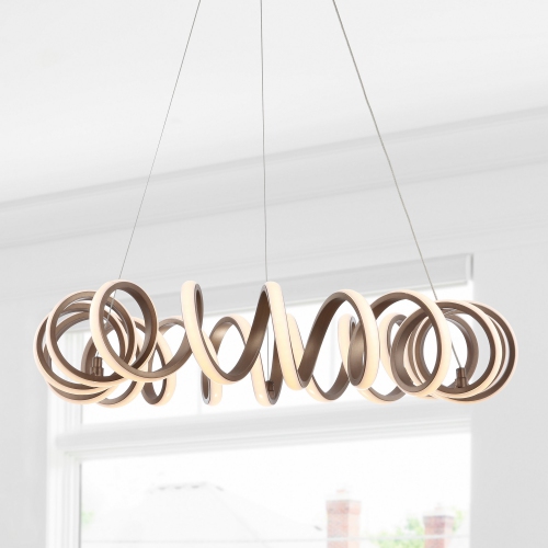 Cursive Adjustable Spiral Integrated LED Metal Chandelier Ceiling Light