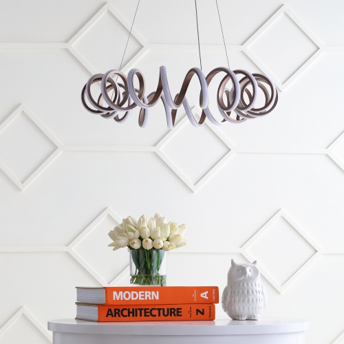 Cursive Adjustable Spiral Integrated LED Metal Chandelier Ceiling Light