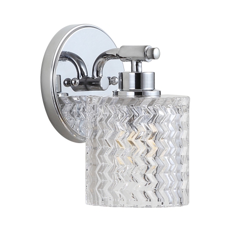 JONATHAN Y  Spaulding Vintage Iron Chevron Pattern Glass Farmhouse Cottage Led Vanity Light