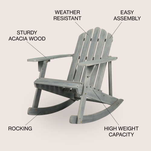 Kiawah Outdoor Patio Classic Acacia Adirondack Rocking Chair