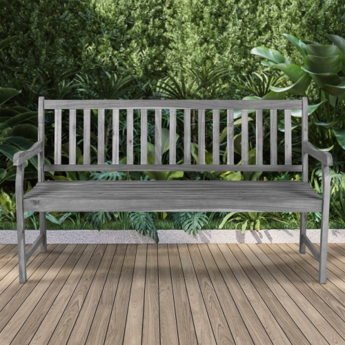 Laurel Slat Back Acacia Wood Outdoor Garden Patio Bench