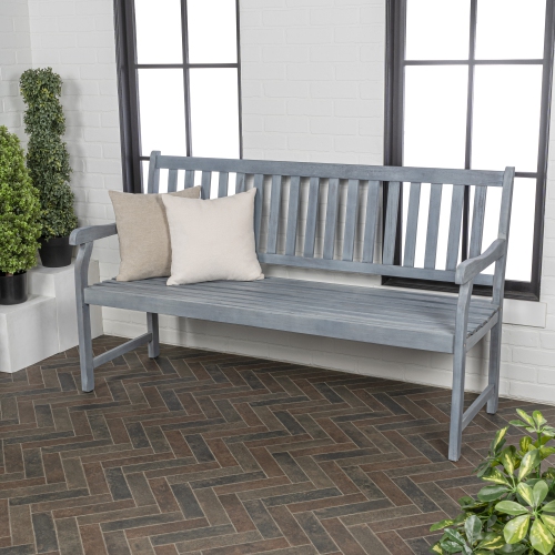 Laurel Slat Back Acacia Wood Outdoor Garden Patio Bench