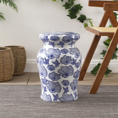 Poppies Ceramic Garden Stool