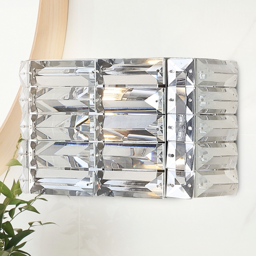 Evelyn Crystal Rectangle Ironcrystal Glam Modern LED Vanity Light