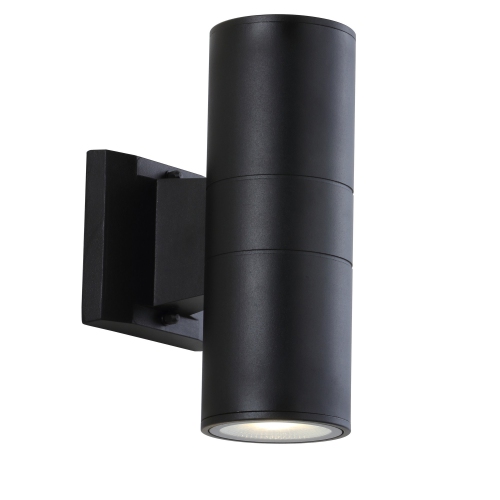 Duo Modern Midcentury Cylinder Outdoor Metal/Glass Integrated LED Wall Sconce