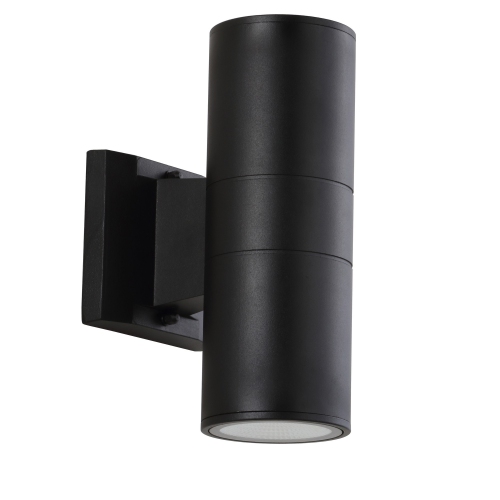 Duo Modern Midcentury Cylinder Outdoor Metal/Glass Integrated LED Wall Sconce