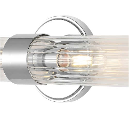 Cecil Tall Cylinder Ironstriped Glass Modern Mid Century LED Vanity