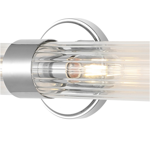 Cecil Tall Cylinder Ironstriped Glass Modern Mid Century LED Vanity