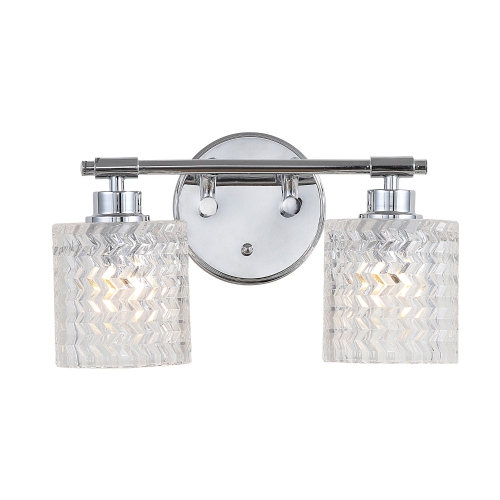 JONATHAN Y  Spaulding Vintage Iron Chevron Pattern Glass Farmhouse Cottage Led Vanity Light