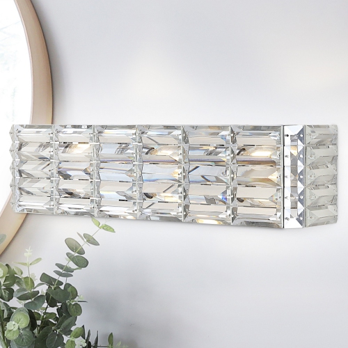 Evelyn Crystal Rectangle Ironcrystal Glam Modern LED Vanity Light
