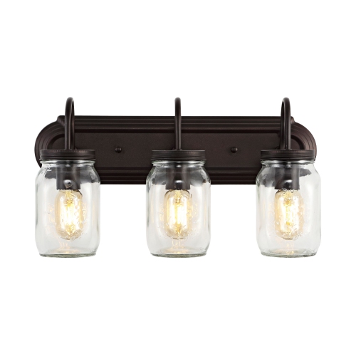 JONATHAN Y  Gaines Farmhouse Industrial Iron Mason Jar Led Vanity