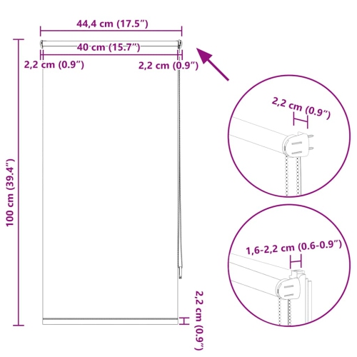 Rideaux opaques 40 x 100 cm noir