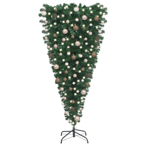 VIDAXL  UPSide-Down Artificial Pre-Lit Christmas Tree With Ball Set 240 Cm