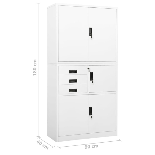 vidaXL Office Cabinet White 90x40x180 cm Steel