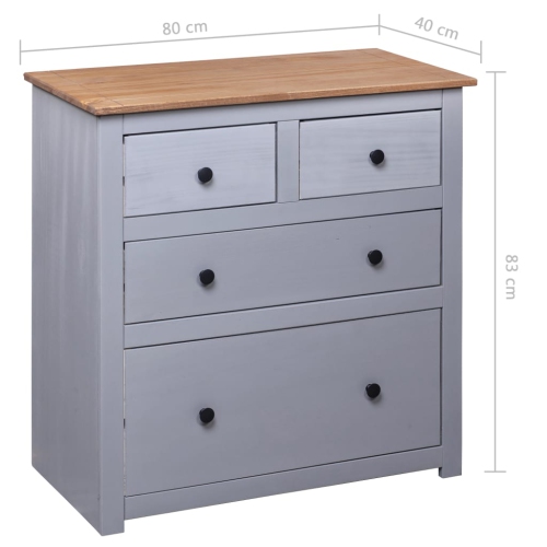 vidaXL Sideboard Grey 80x40x83 cm Pinewood Panama Range