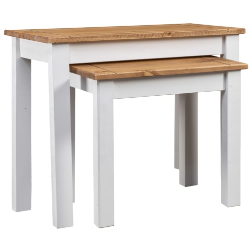 VIDAXL  Nesting Tables 2 PCs White Solid Pine Wood Panama Range