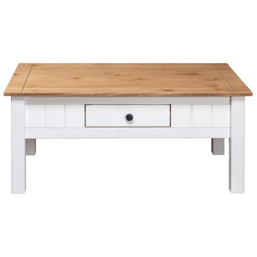 vidaXL Coffee Table White 100x60x45 cm Solid Pine Wood Panama Range