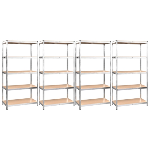 VIDAXL  5-Layer Shelves 4 PCs Steel&engineered Wood In Silver