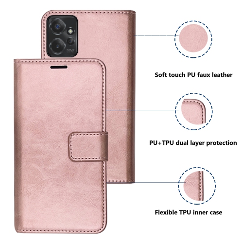 XCRS Folio Magnetic Wallet Cover, PU Leather Pouch with Card Slot and Stand Case for Motorola Moto G 5G 6.5 inch