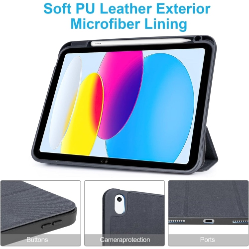 iPad 11th Generation 2025, 10th Generation 10.9 Inch 2022 Case with Built-in Pencil Holder - Silicone Back Shell Protective Cover for iPad 10th Gen