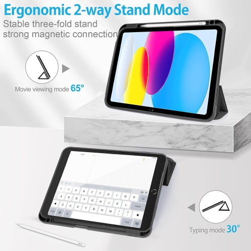 iPad 11th Generation 2025, 10th Generation 10.9 Inch 2022 Case with Built-in Pencil Holder - Silicone Back Shell Protective Cover for iPad 10th Gen