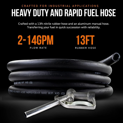 SuperHandy Diesel Transfer Pump Kit: 10GPM/40LPM, Heavy-Duty Portable Electric DC 12V, Alligator Clamps, Aluminum Manual Nozzle, Delivery & Suction