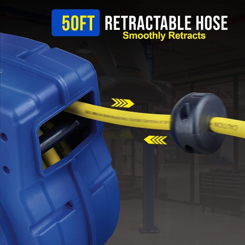 Goodyear Enclosed Retractable Air Compressor Hose Reel with 9.5mm x 15.2m Hybrid Polymer Hose