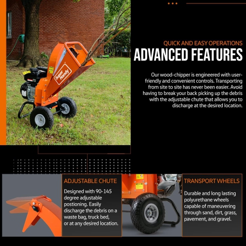 SuperHandy Mini Wood Chipper Shredder Mulcher - Heavy Duty, 7HP 212cc, Compact Design, 7.6 cm Max Capacity