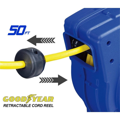 Goodyear Retractable Extension Cord Reel - 15.2m, 16AWG 3C/SJTOW
