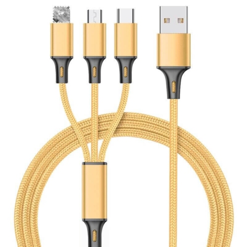 KEEGUARD  3 In 1 Cables, Phone Charger Cable Cord A/c to Phone +Type Micro Nylon Braided Sync Adapter for Android/phone/tablets, 3D Alloy +Tpe