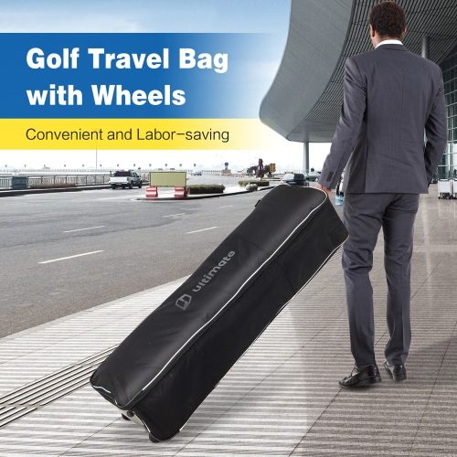 Gymax Golf Travel Bag Portable Foldable Soft-Sided Oxford Fabric w/ Zipper on Wheels