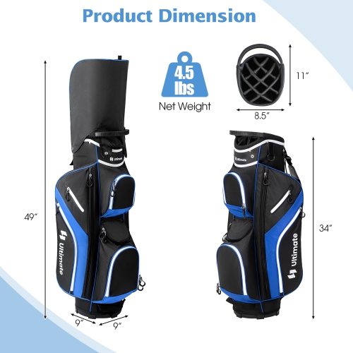 Gymax Golf Cart Bag Lightweight Golf Club Bag w/ 14 Way Dividers Top & Carry Handles