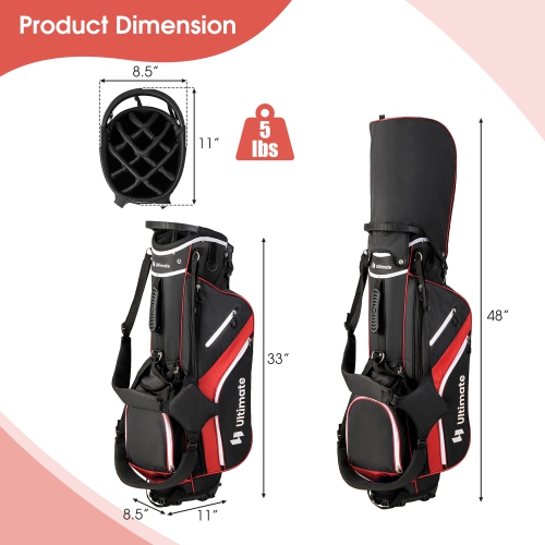 Gymax Golf Stand Bag Golf Club Bag w/ 14 Way Top Dividers & 6 Pockets & Carrying Handles