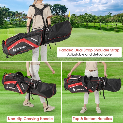 Gymax Golf Stand Bag Golf Club Bag w/ 14 Way Top Dividers & 6 Pockets & Carrying Handles