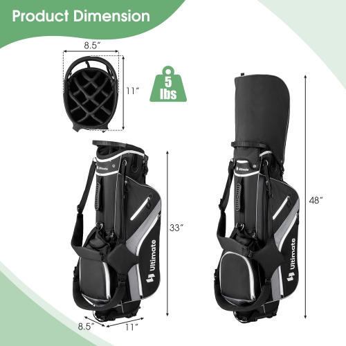 Gymax Golf Stand Bag Golf Club Bag w/ 14 Way Top Dividers & 6 Pockets & Carrying Handles