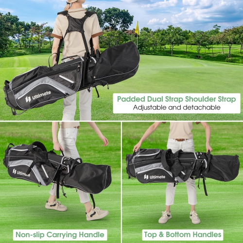 Gymax Golf Stand Bag Golf Club Bag w/ 14 Way Top Dividers & 6 Pockets & Carrying Handles