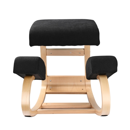 Rocking Wooden Kneeling Chair Ergonomic Wood Knee Stool , Balancing Posture Chair Memory Foam with 265lbs Weight Capacity