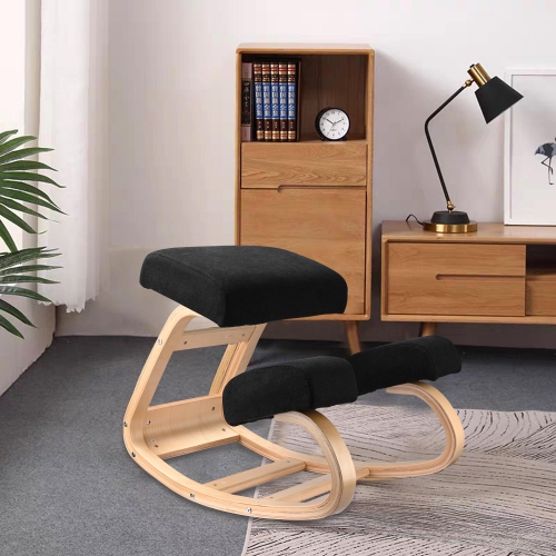 Rocking Wooden Kneeling Chair Ergonomic Wood Knee Stool , Balancing Posture Chair Memory Foam with 265lbs Weight Capacity