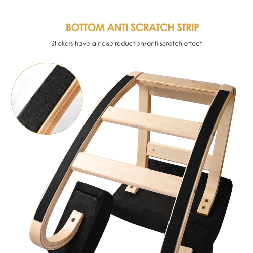 Rocking Wooden Kneeling Chair Ergonomic Wood Knee Stool , Balancing Posture Chair Memory Foam with 265lbs Weight Capacity