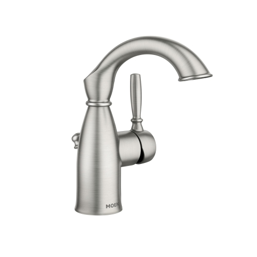 MOEN  84144Srn Sarona One Handle Single Hole Rustic Farmhouse Bathroom Sink Faucet With Optional Deckplate, Spot Resist Brushed Nickel My only 6 year old faucets (2) started leaking at the handle